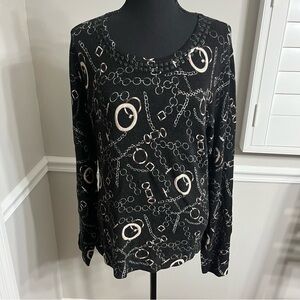 Chagall vintage light weight sz large sweater chains pattern punk metal gold